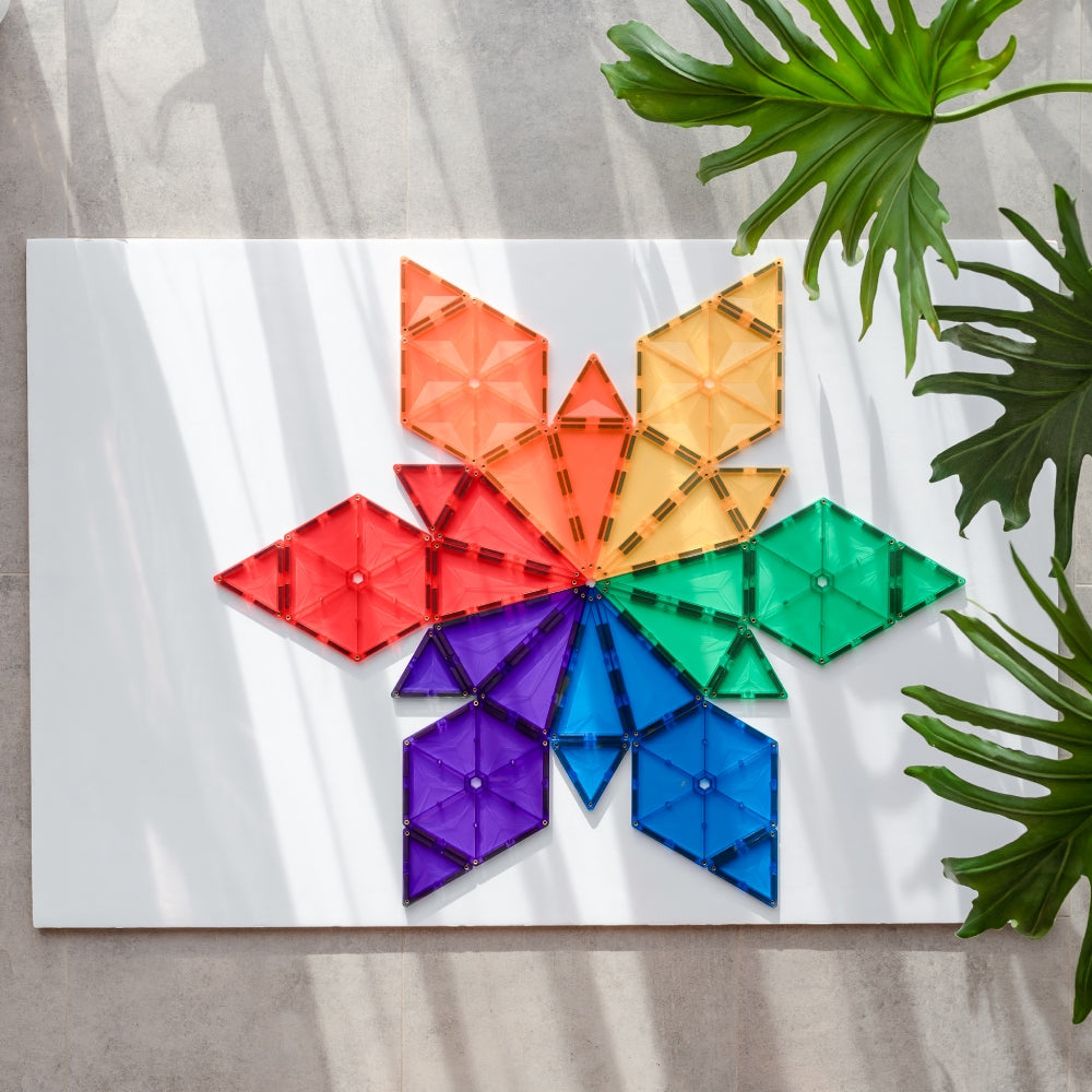 CONNETIX Magnetic Tiles 30 Piece Rainbow Geometry Pack