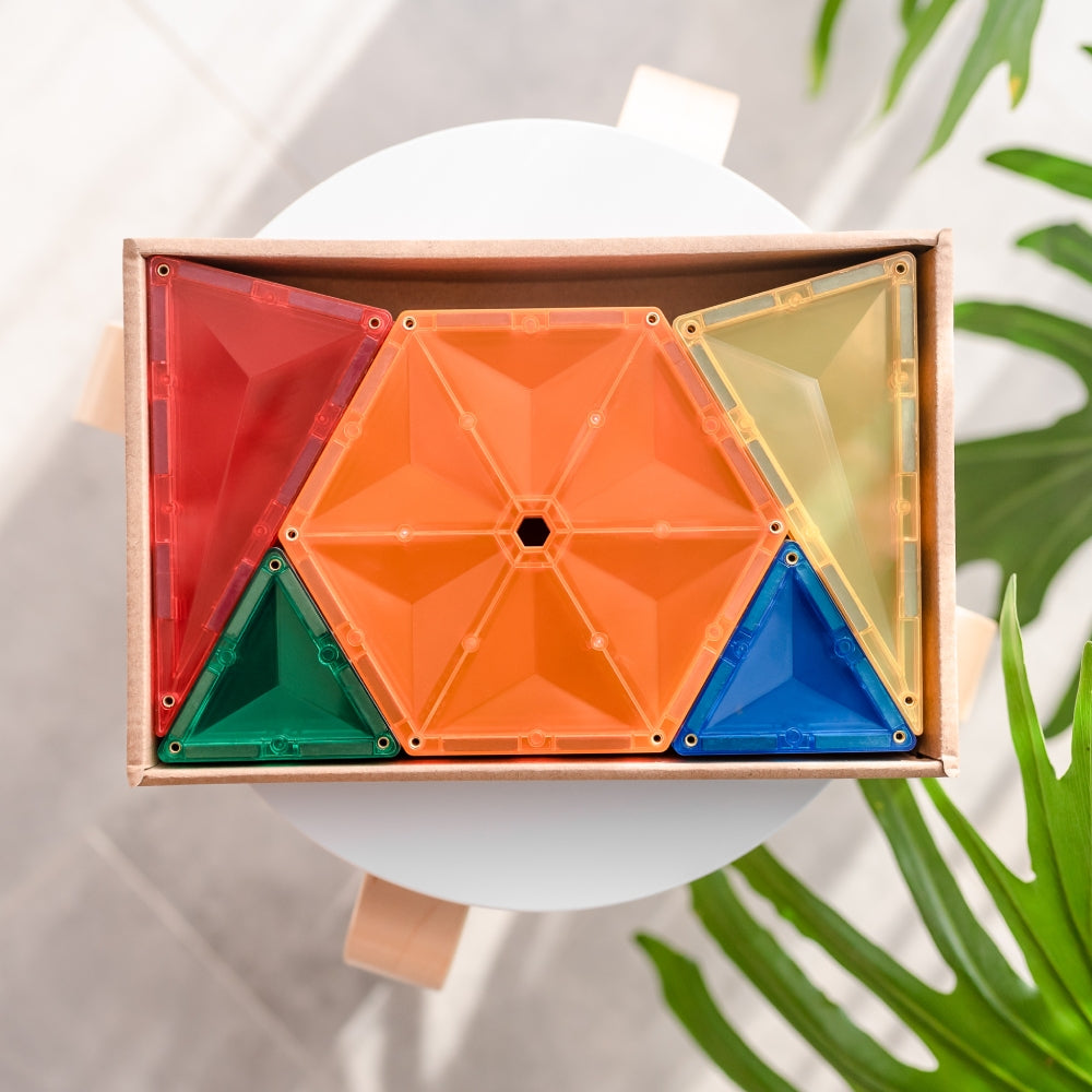CONNETIX Magnetic Tiles 30 Piece Rainbow Geometry Pack