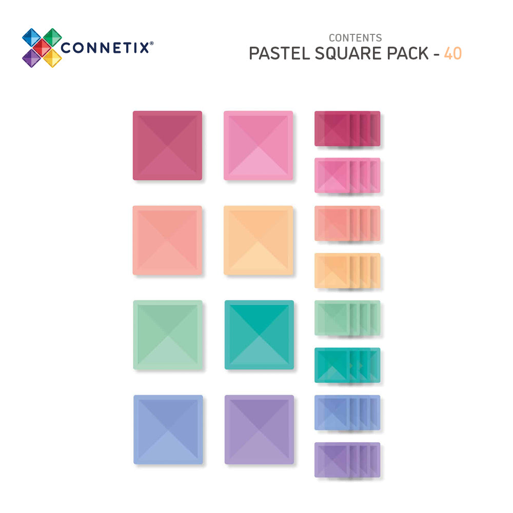 CONNETIX Magnetic Tiles 40 Piece Pastel Square Pack