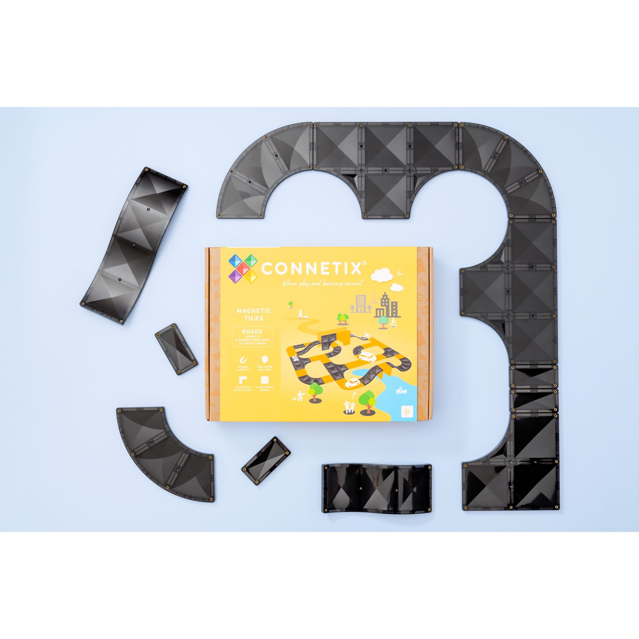 CONNETIX Magnetic Tiles 16 Piece Ramps & Intersections Pack