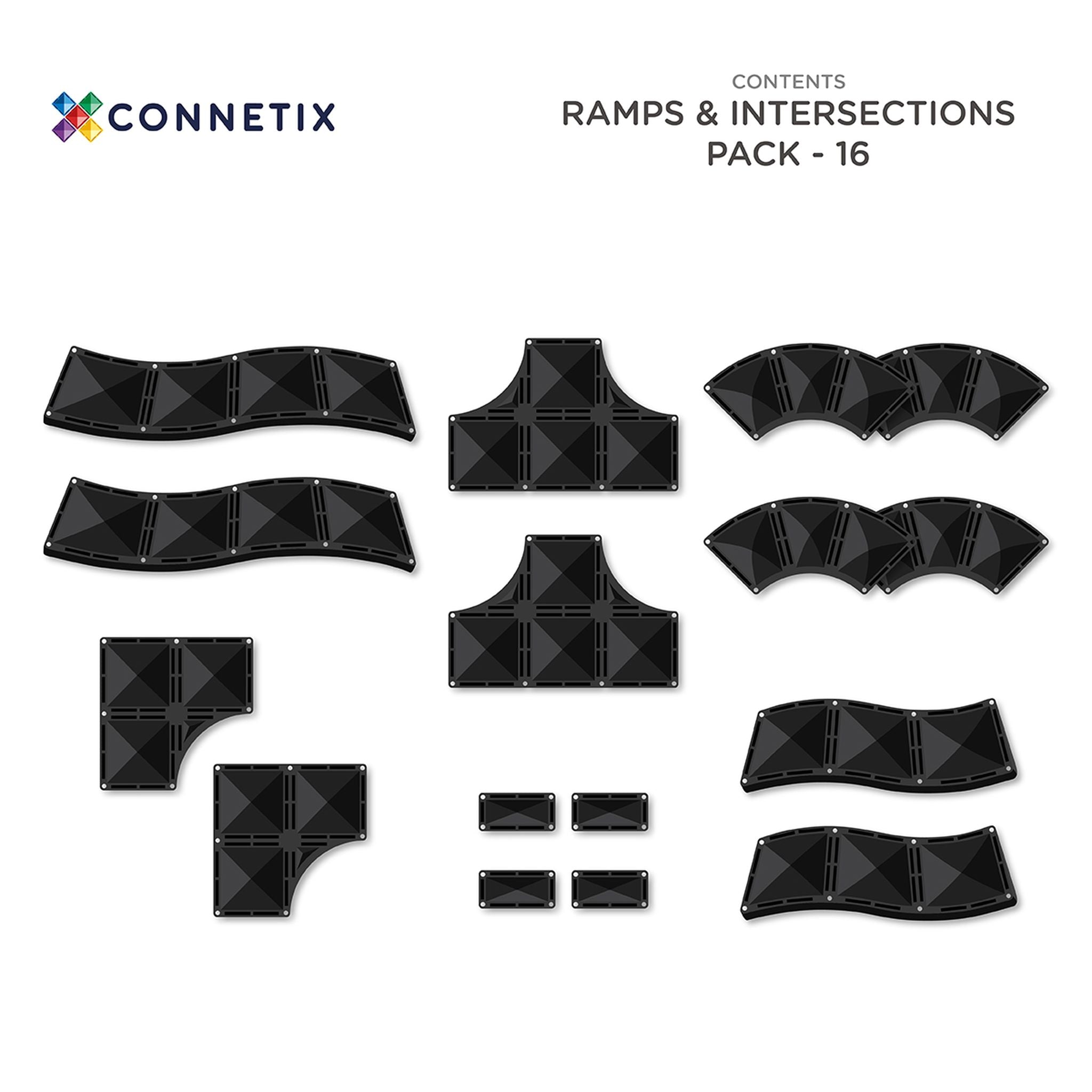 CONNETIX Magnetic Tiles 16 Piece Ramps & Intersections Pack