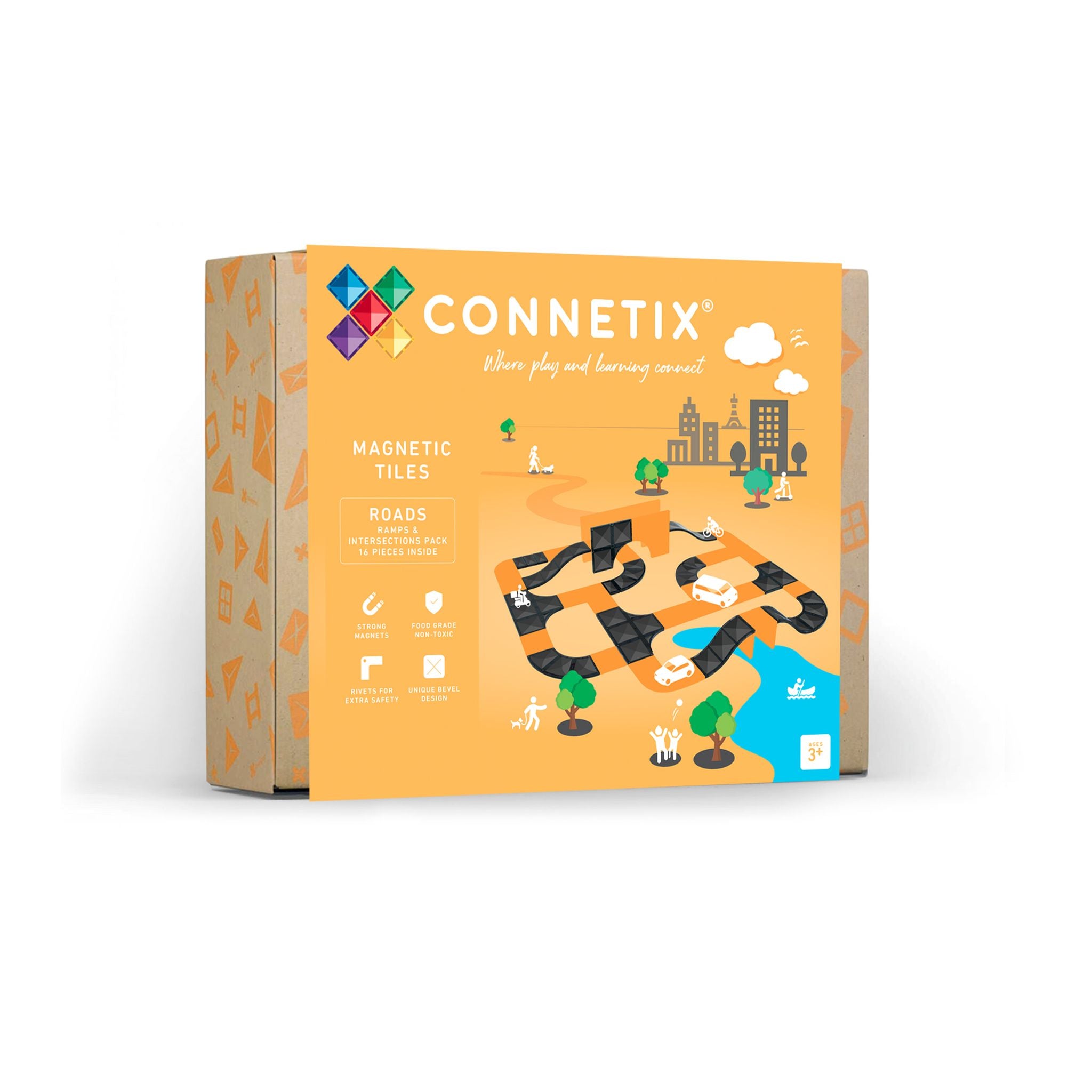 CONNETIX Magnetic Tiles 16 Piece Ramps & Intersections Pack