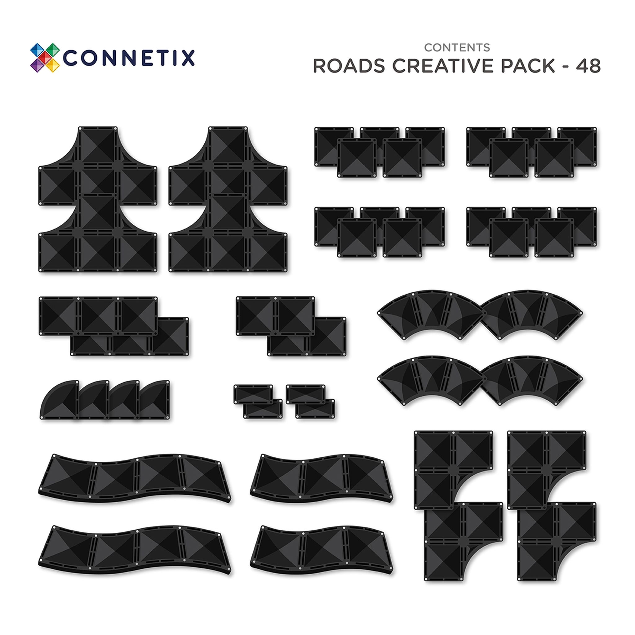 CONNETIX Magnetic Tiles 48 Piece Creative Roads Pack