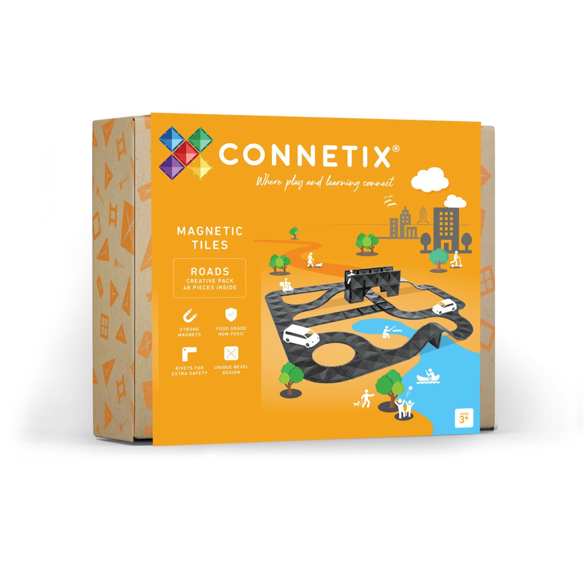 CONNETIX Magnetic Tiles 48 Piece Creative Roads Pack