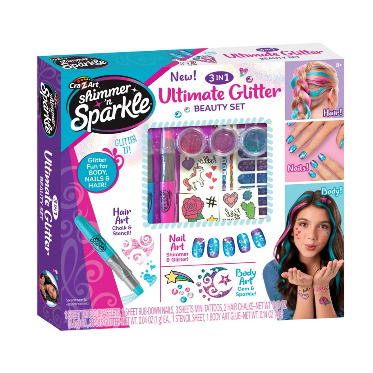 Cra-Z-Art Shimmer 'N Sparkle 3 In 1 Ultimate Glitter Beauty Set