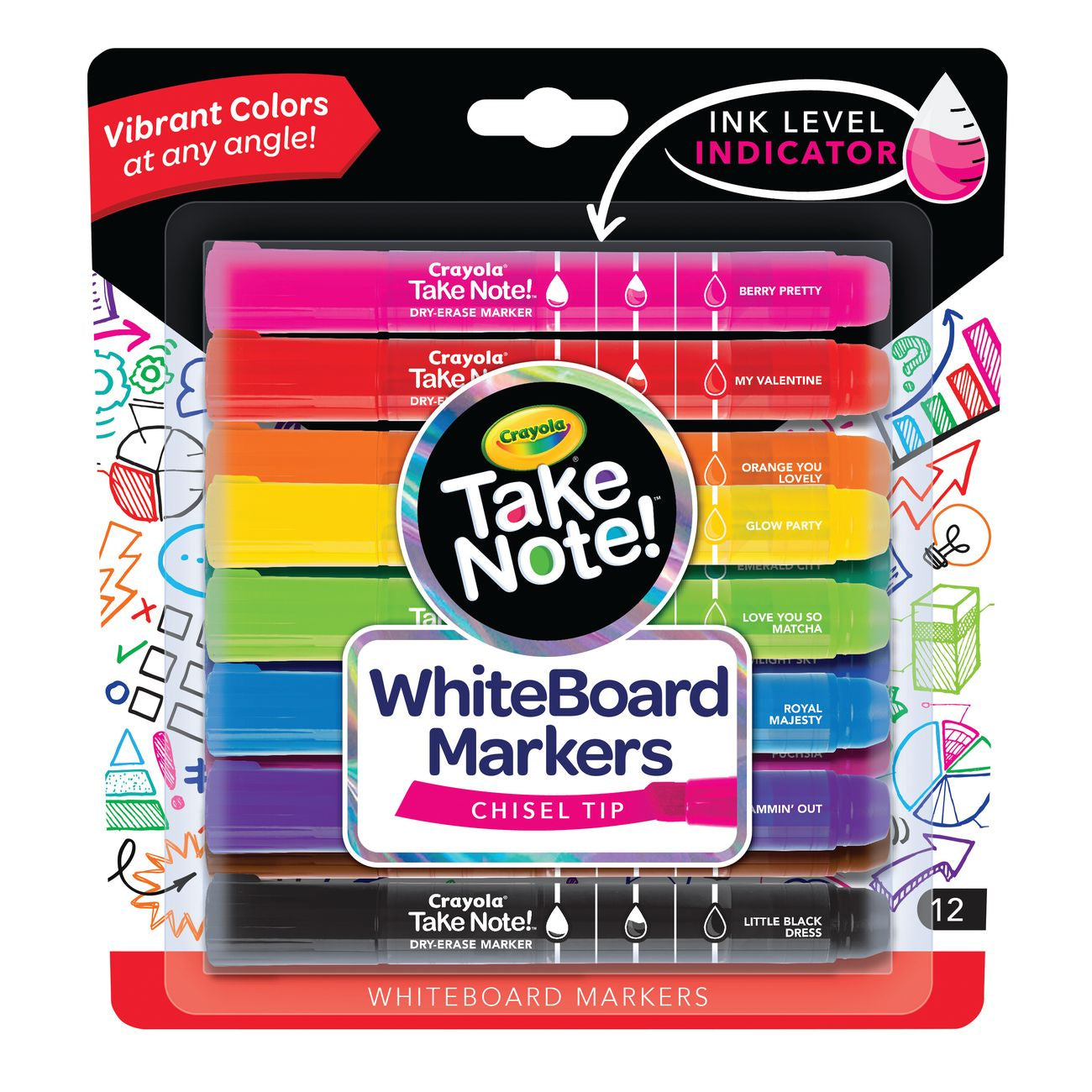 Crayola Take Note! Chisel Tip Whiteboard Markers 12 Pack