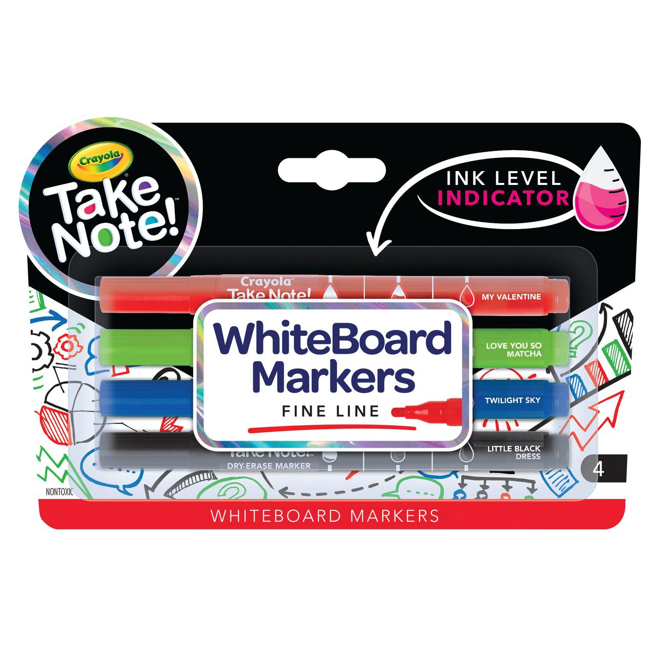 Crayola Take Note! Fineline Bullet Tip White Board Markers 4 Pack