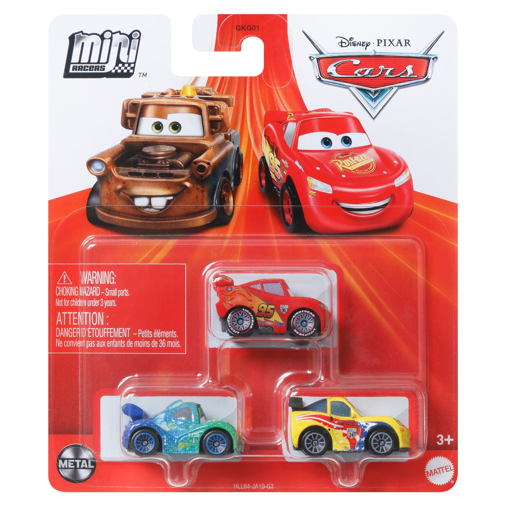 Disney Pixar Cars Mini Racers 3 Pack - Gorvette. McQueen & Yellow