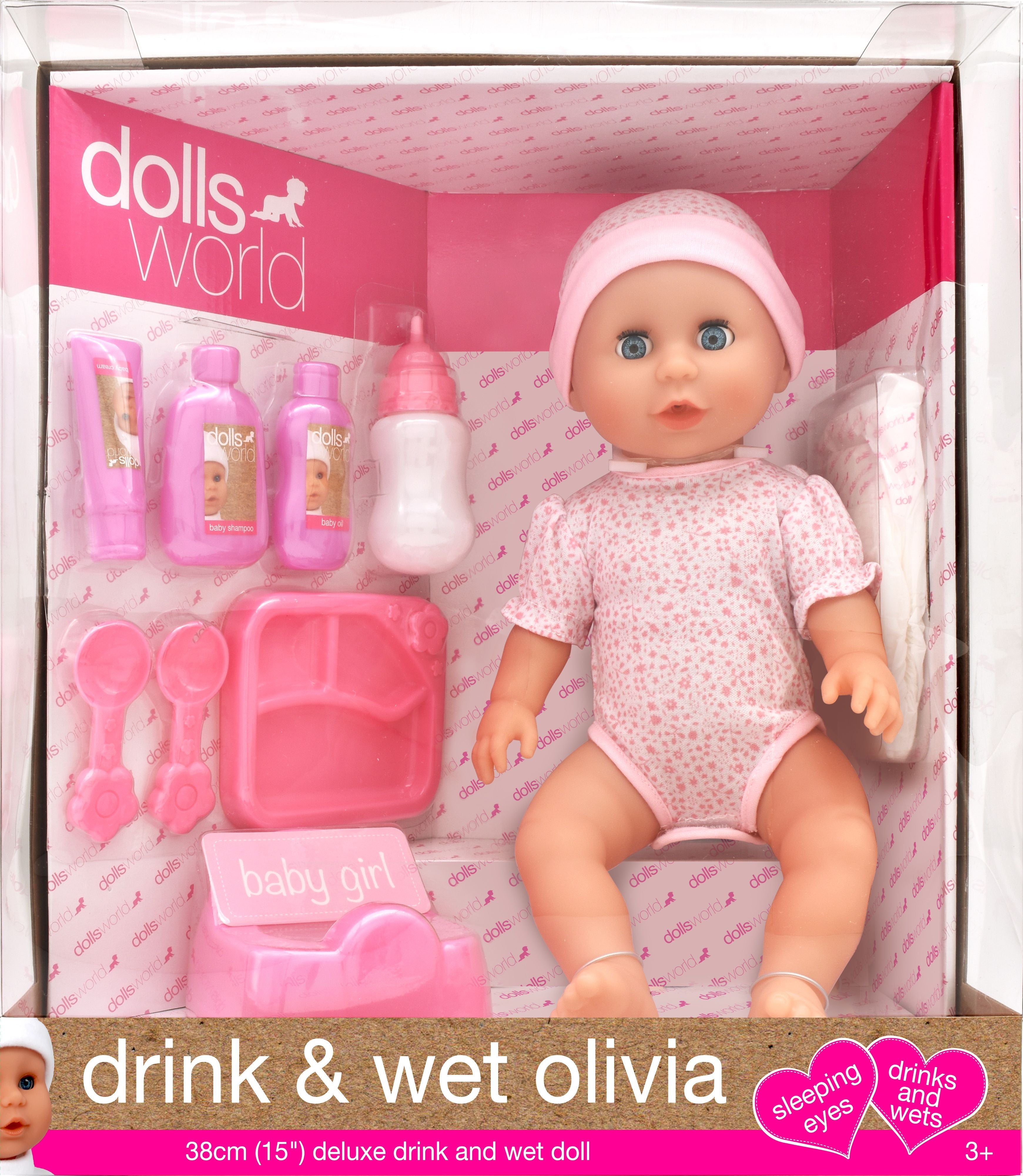 Dolls World Drink & Wet Olivia 38cm Doll