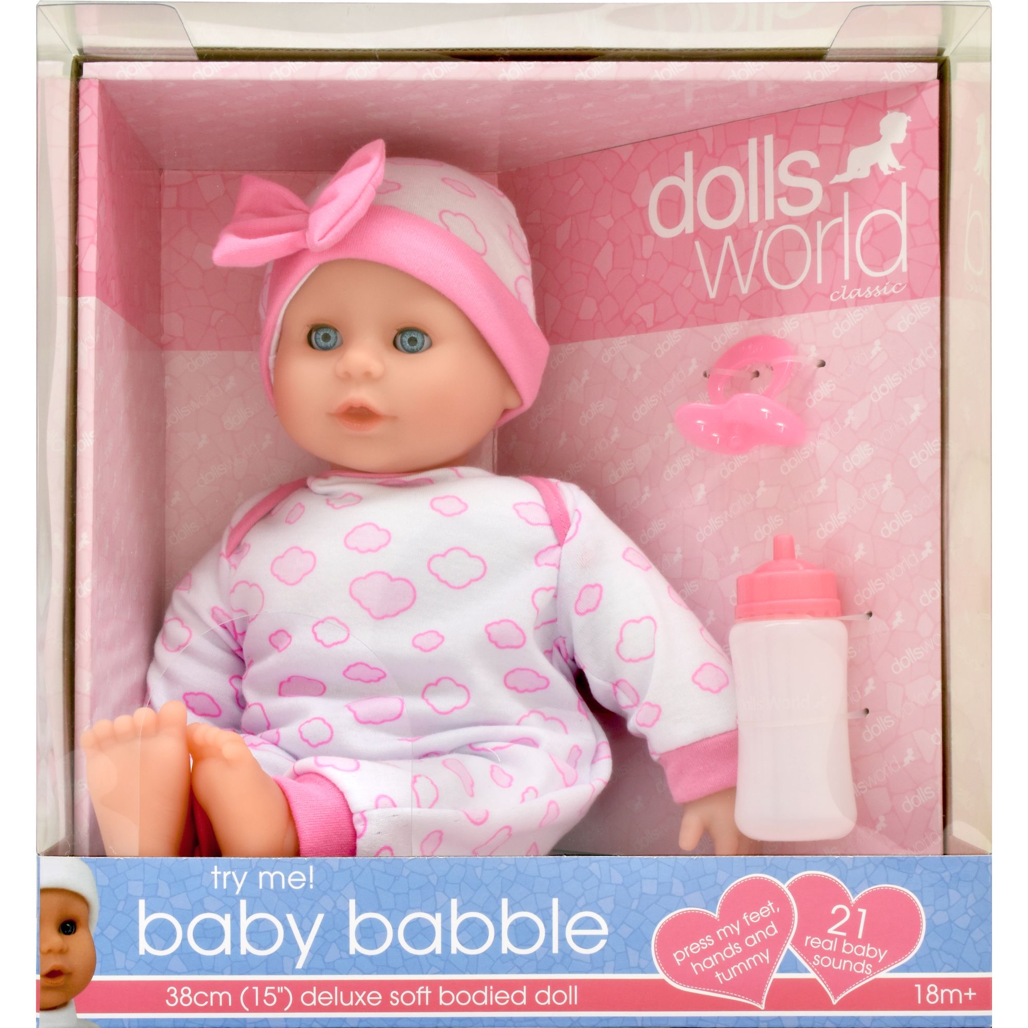 Dolls World Baby Babble 38cm Soft Bodied Doll