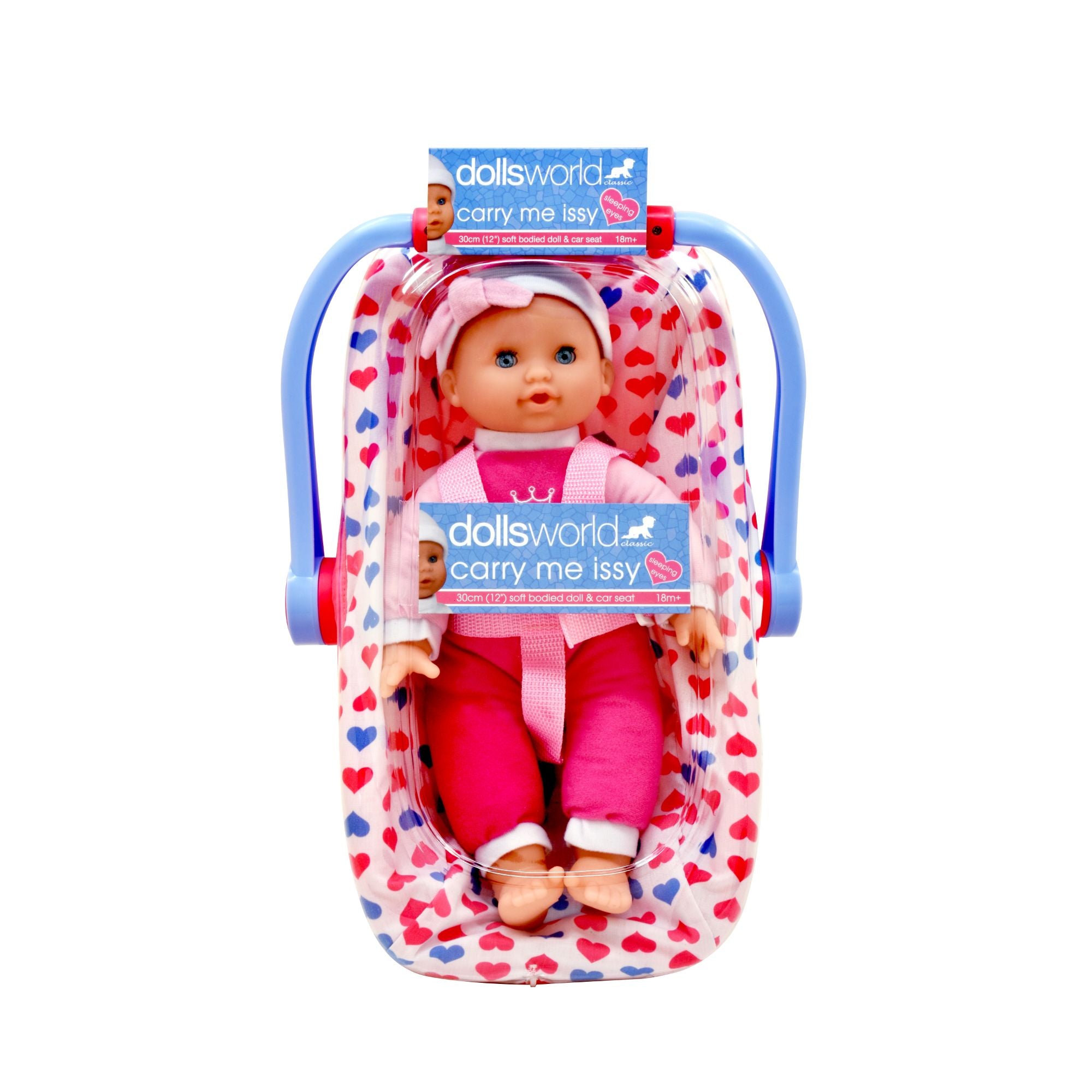 Dolls World Carry Me Issy 30cm Soft Bodied Doll With Car Seat