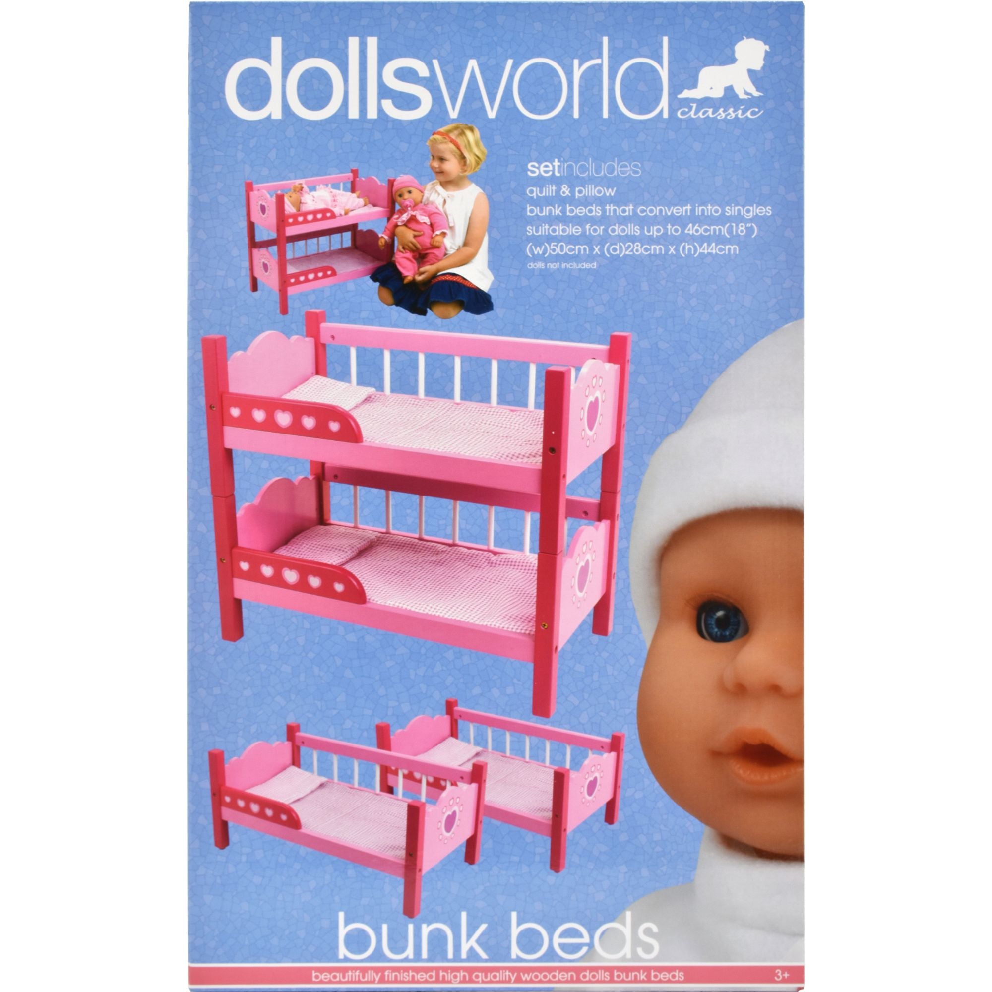 Dolls World Wooden Bunk Beds