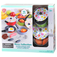 PLAYGO TOYS ENT. LTD. DECO COLLECTION - 15 PIECE METAL COOKWARE
