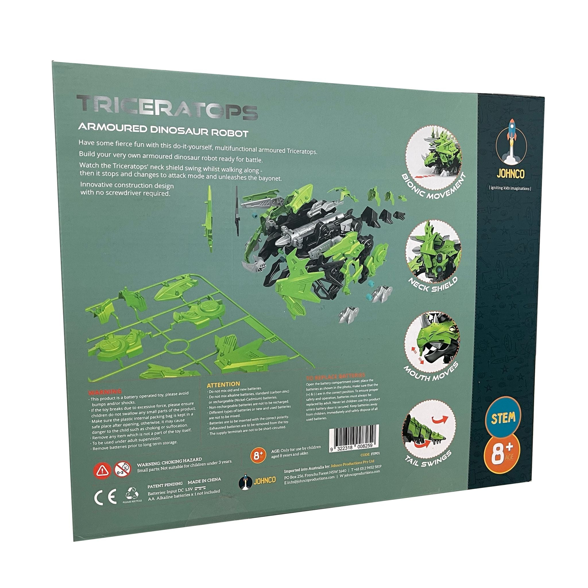 Johnco Triceratops Armoured Dinosaur Robot