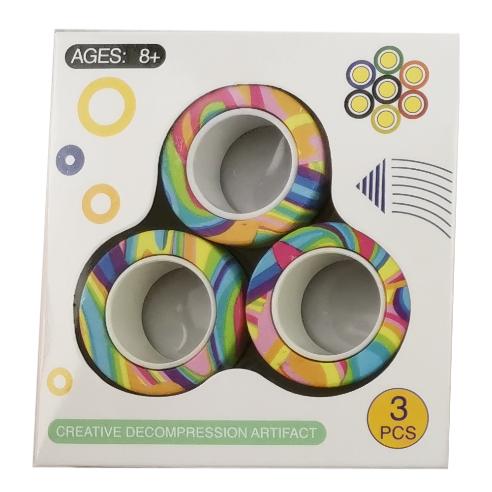 MAGNETIC ROLLER RINGS 3 PIECE ASSORTED COLOURS