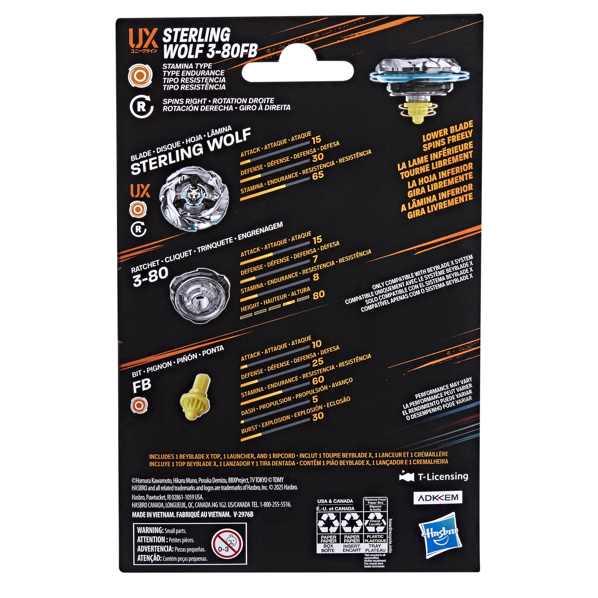 Beyblade X Sterling Wolf 3-80FB UX Starter Pack Set