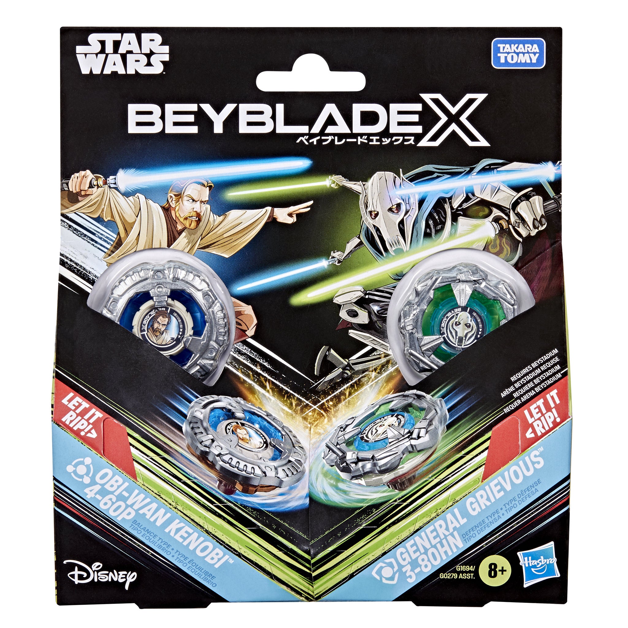 Beyblade X Star Wars Obi-Wan Kenobi 4-60p vs General Grievous 3-80HN 2 Pack