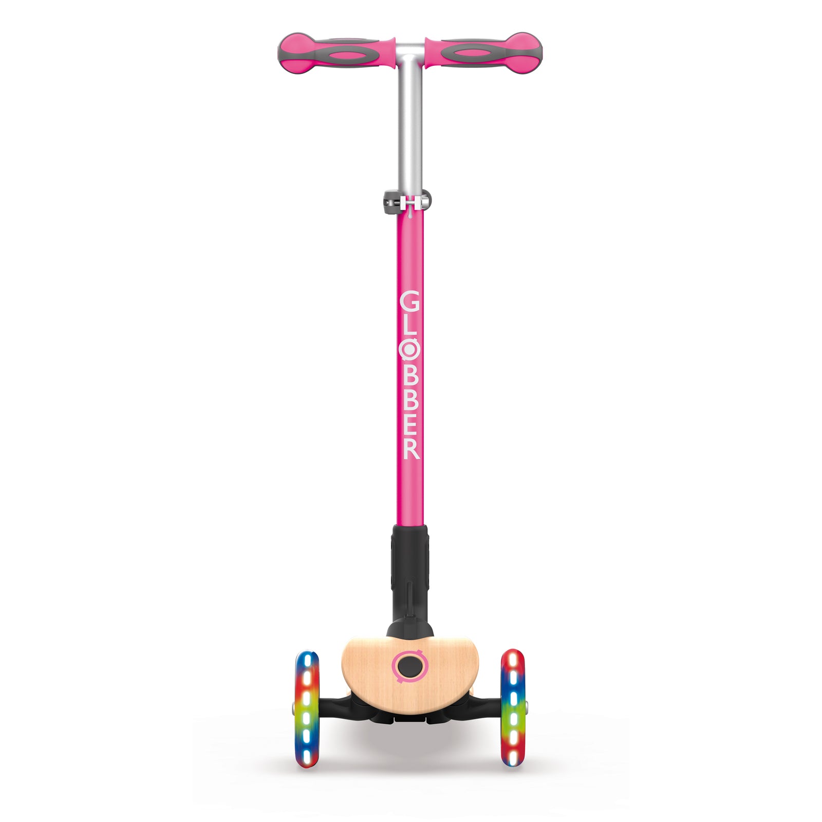Globber Primo Foldable Wood With Lights Scooter - Pink