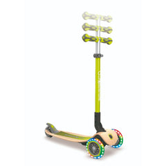 GLOBBER PRIMO FOLDABLE WOOD WITH LIGHTS SCOOTER - GREEN