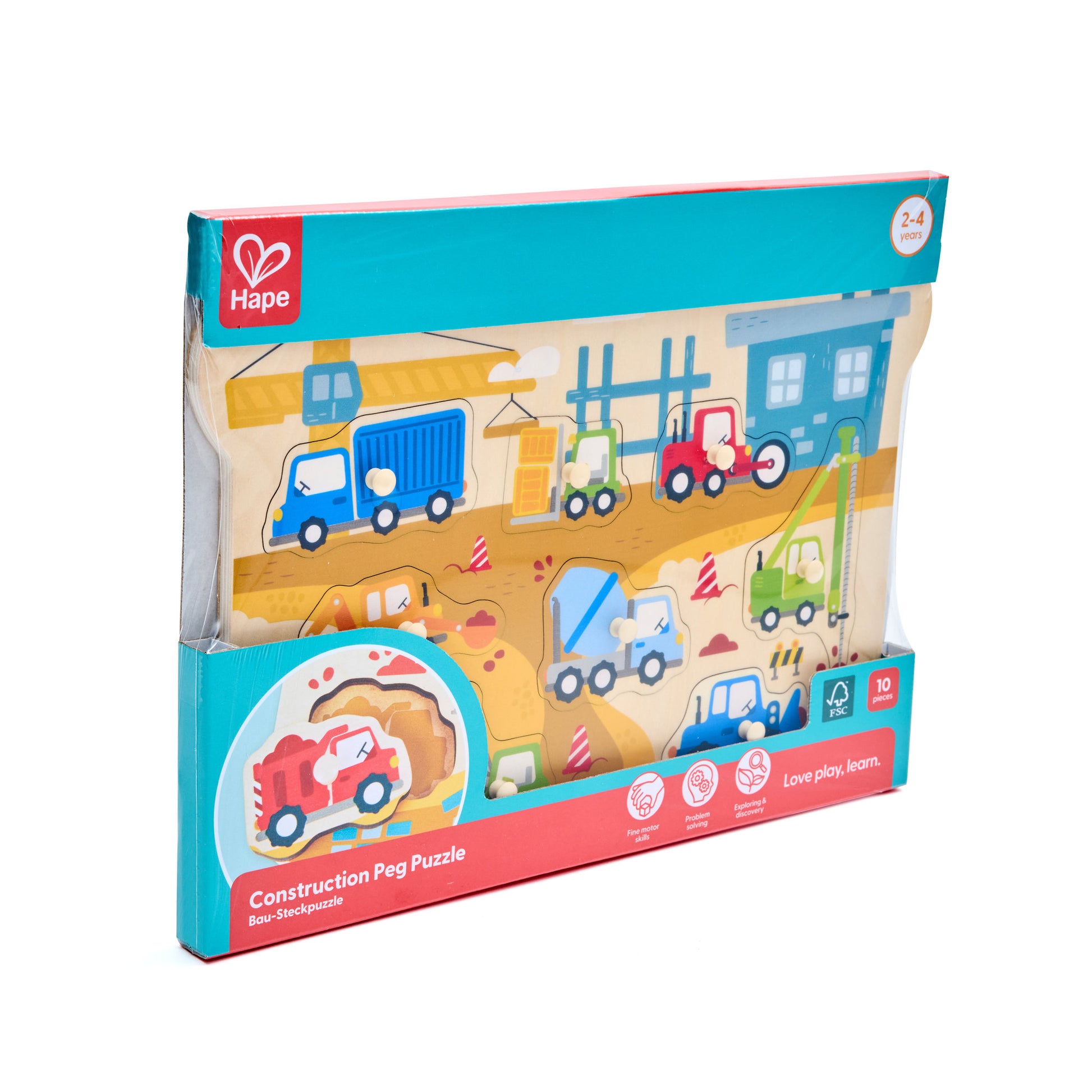 Hape Construction Vehicle Peg Puzzle - Toyworld Australia