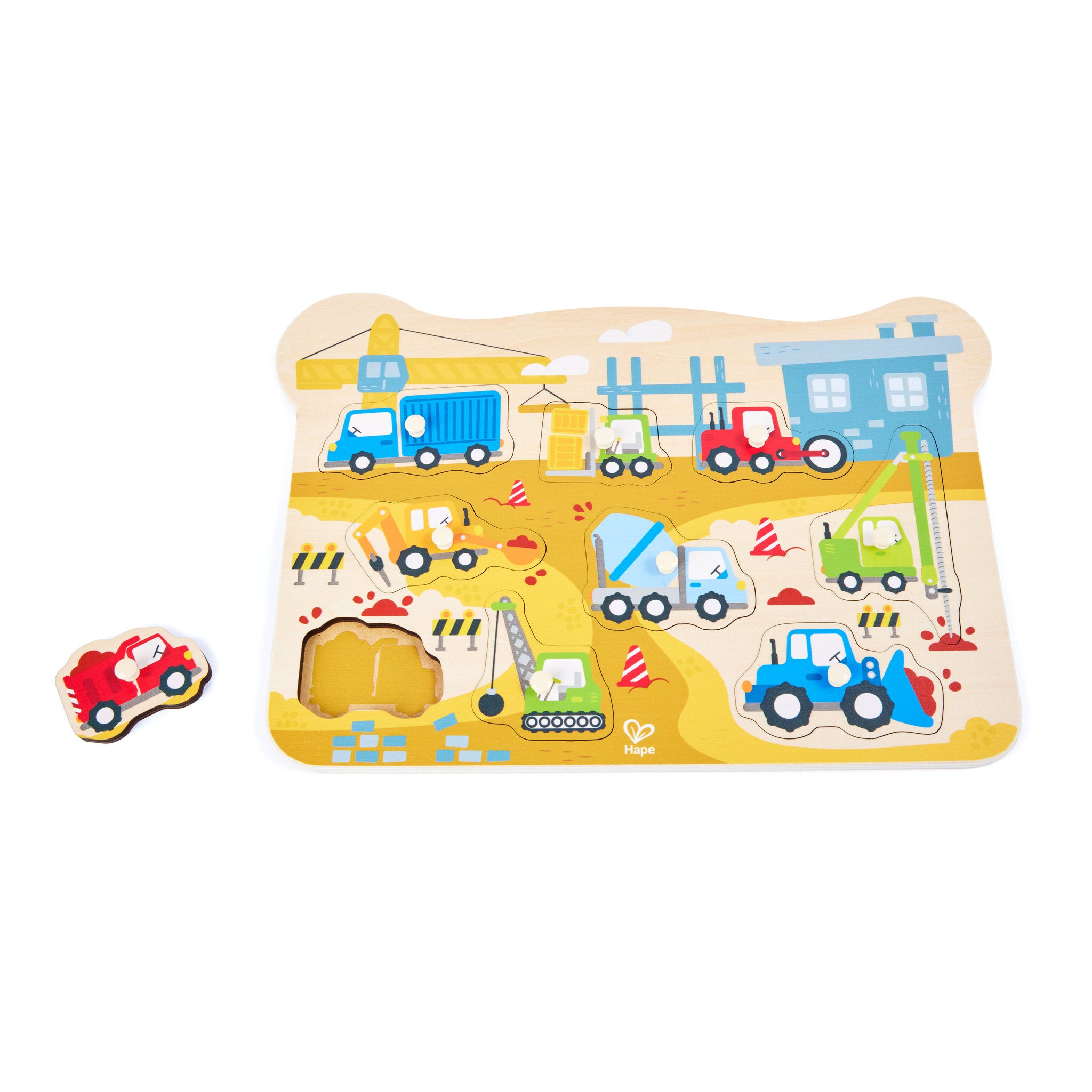Hape Construction Vehicle Peg Puzzle - Toyworld Australia