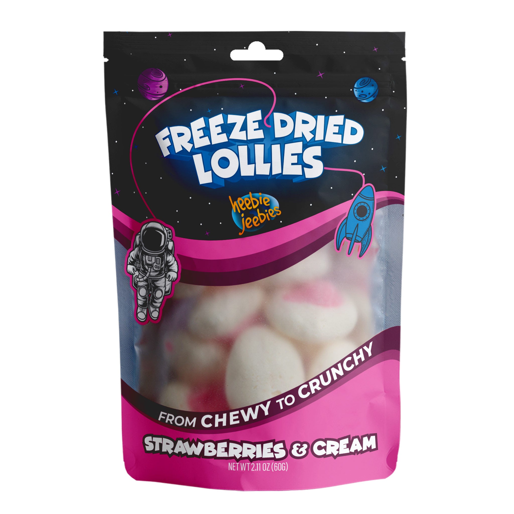 Heebie Jeebies Freeze Dried Lollies - Strawberries And Cream