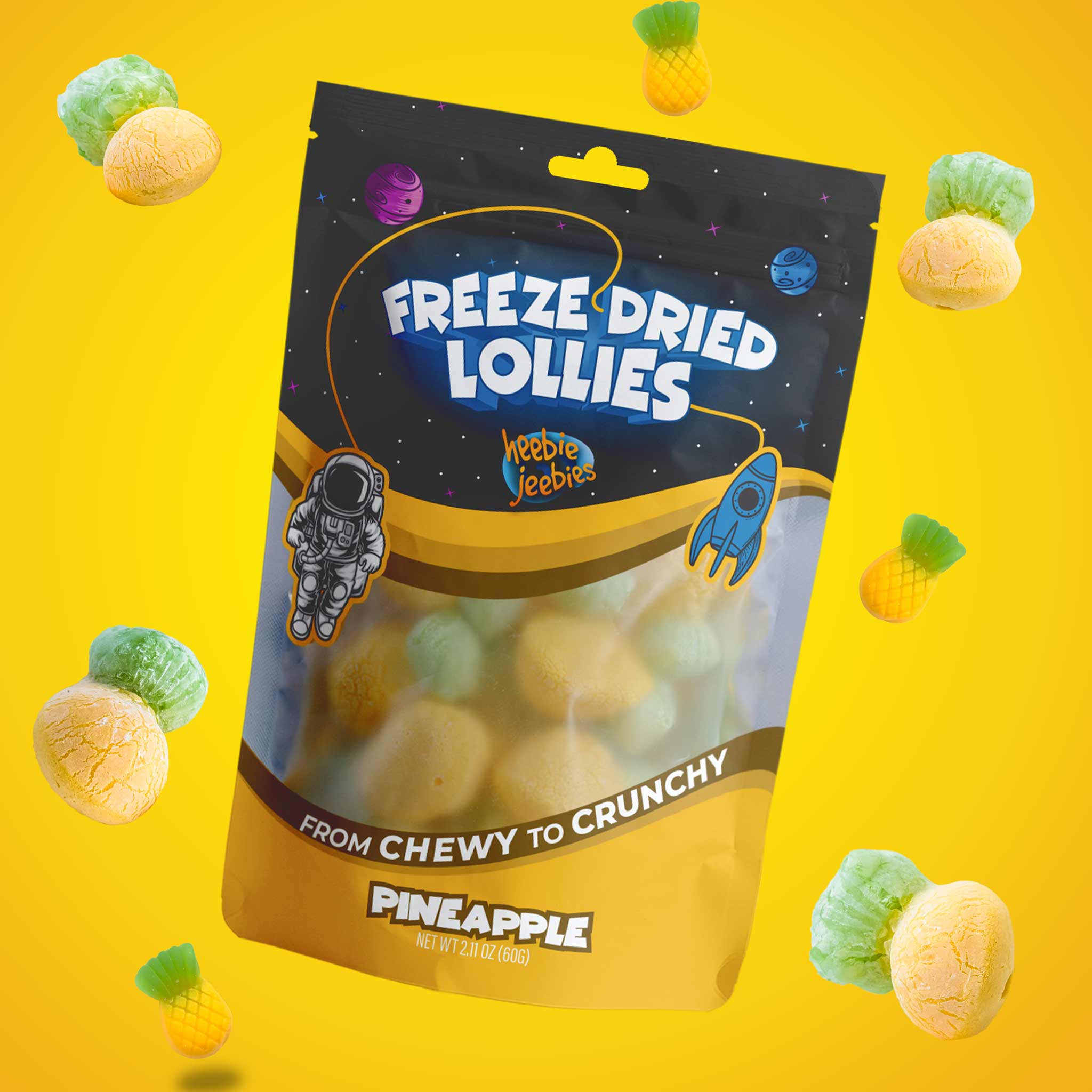 Heebie Jeebies Freeze Dried Lollies - Pineapple