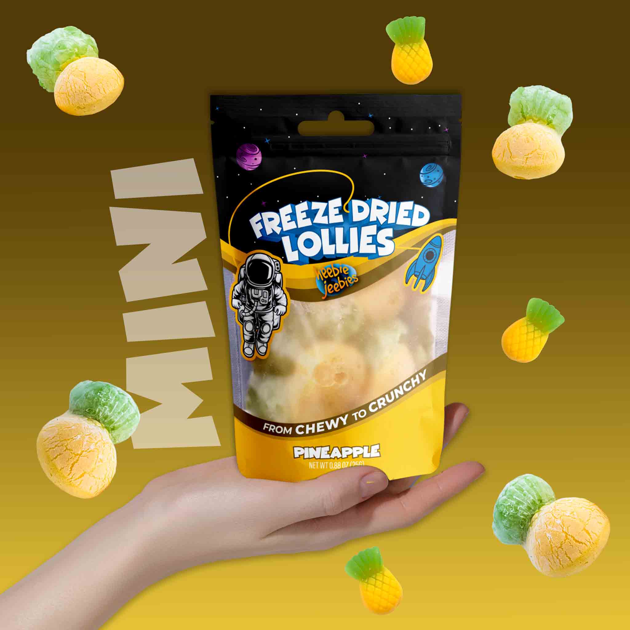 Heebie Jeebies Freeze Dried Lollies - Mini Pineapple