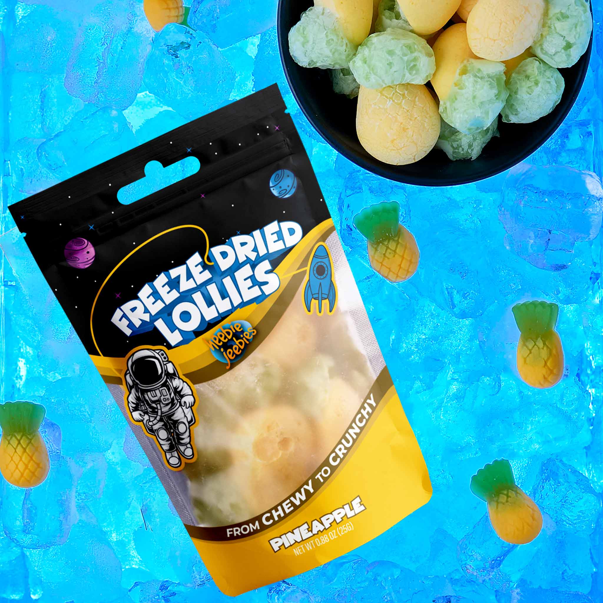 Heebie Jeebies Freeze Dried Lollies - Mini Pineapple