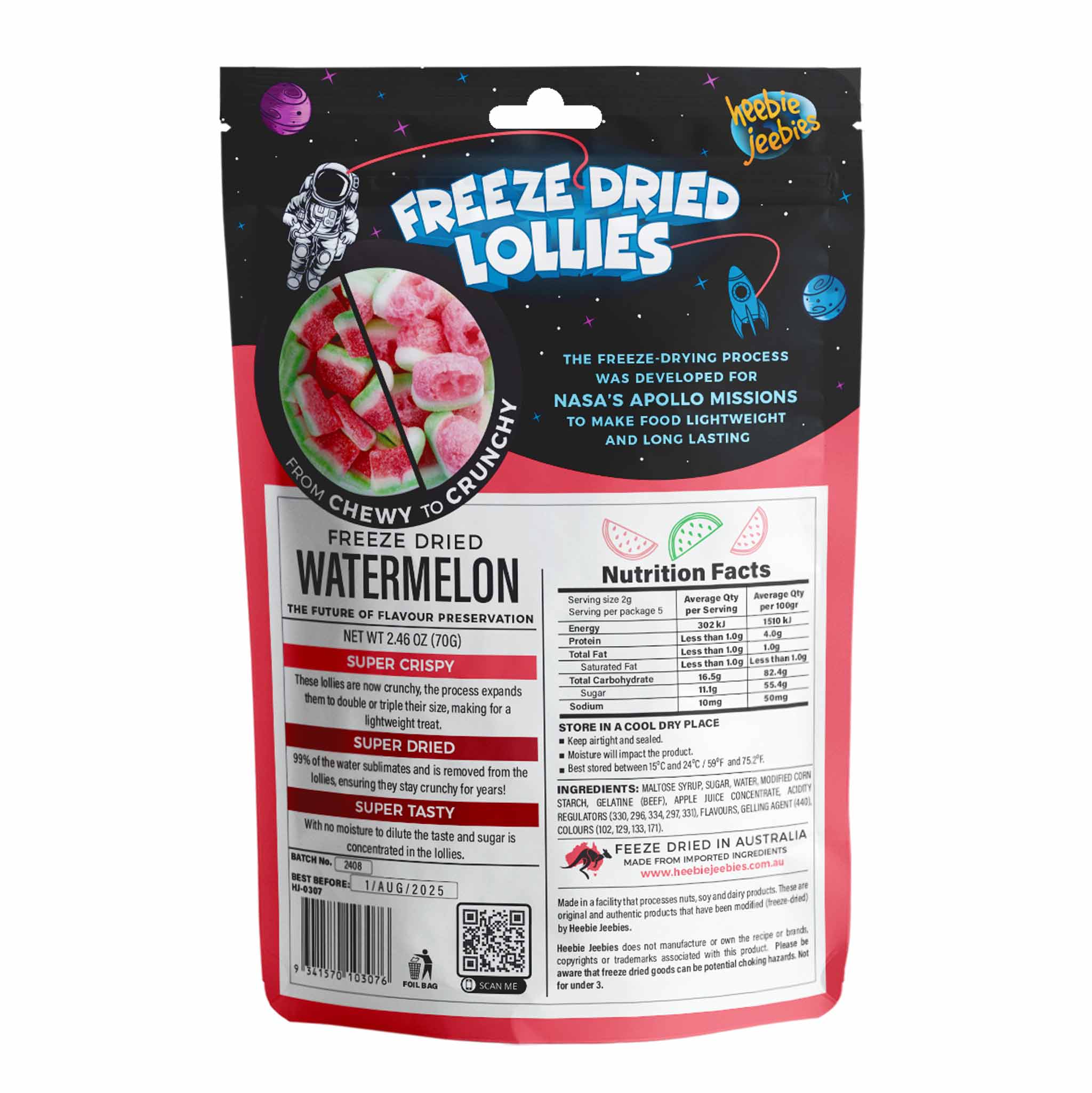 Heebie Jeebies Freeze Dried Lollies - Watermelon