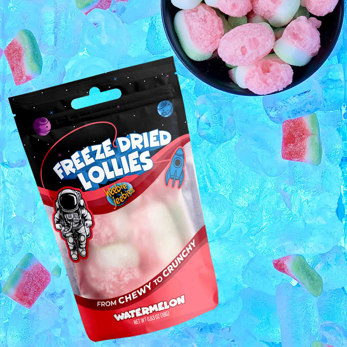 Heebie Jeebies Freeze Dried Lollies - Mini Watermelon