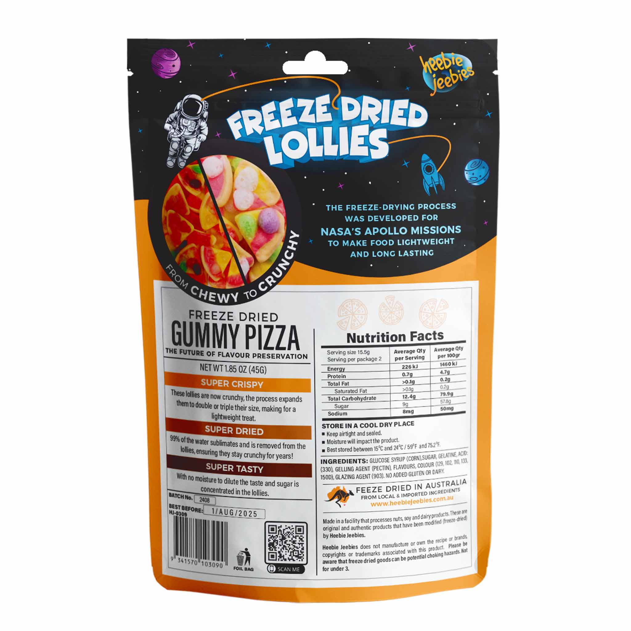 Heebie Jeebies Freeze Dried Lollies - Gummy Pizza