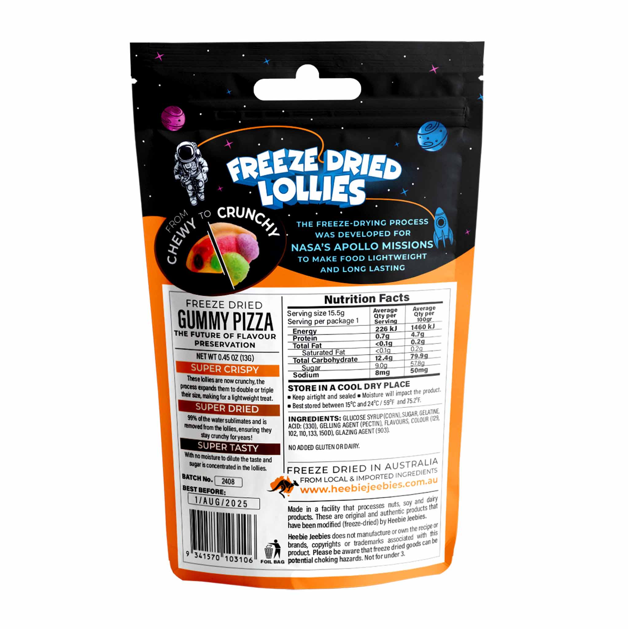 Heebie Jeebies Freeze Dried Lollies - Mini Gummy Pizza