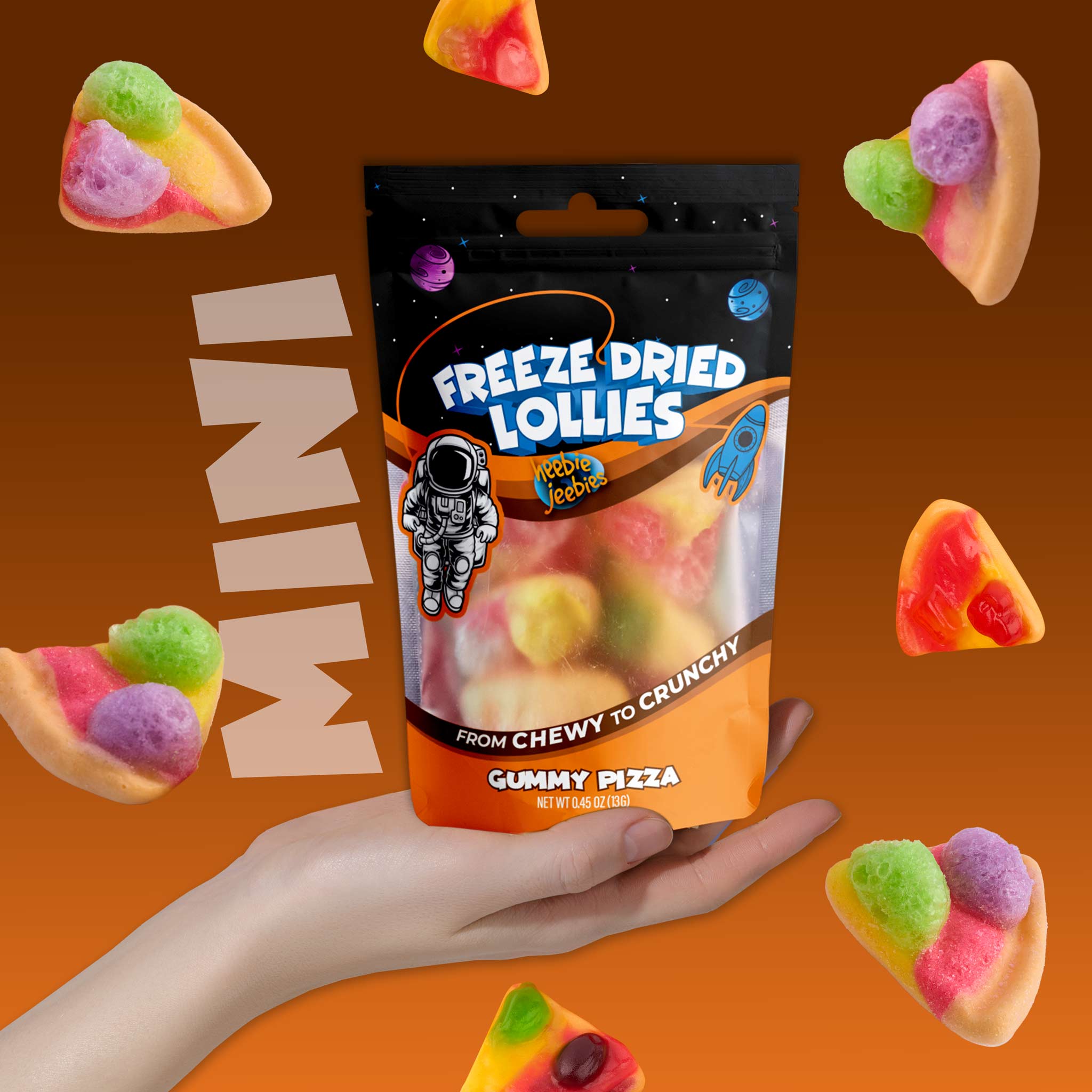 Heebie Jeebies Freeze Dried Lollies - Mini Gummy Pizza