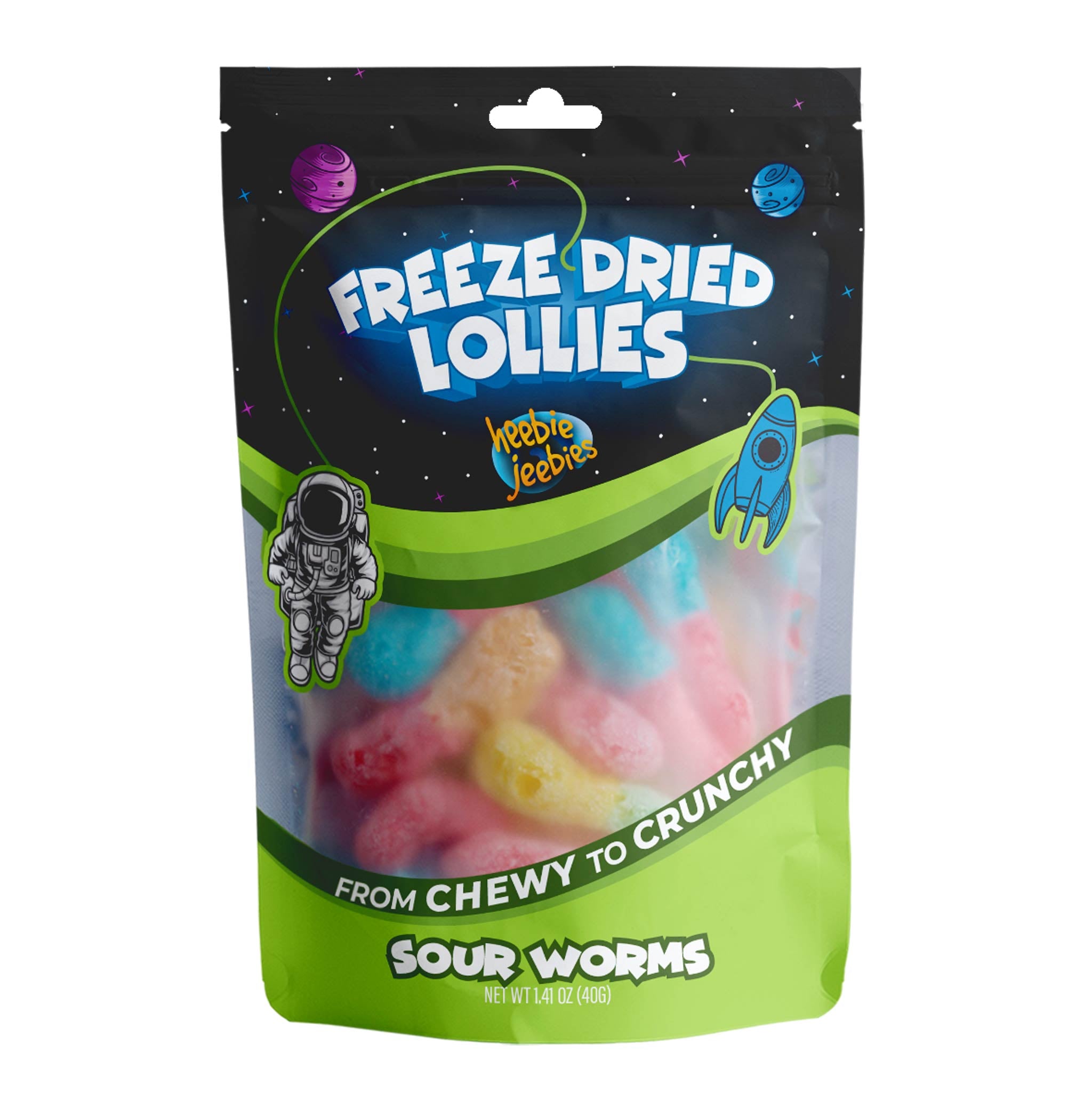 Heebie Jeebies Freeze Dried Lollies - Sour Worms