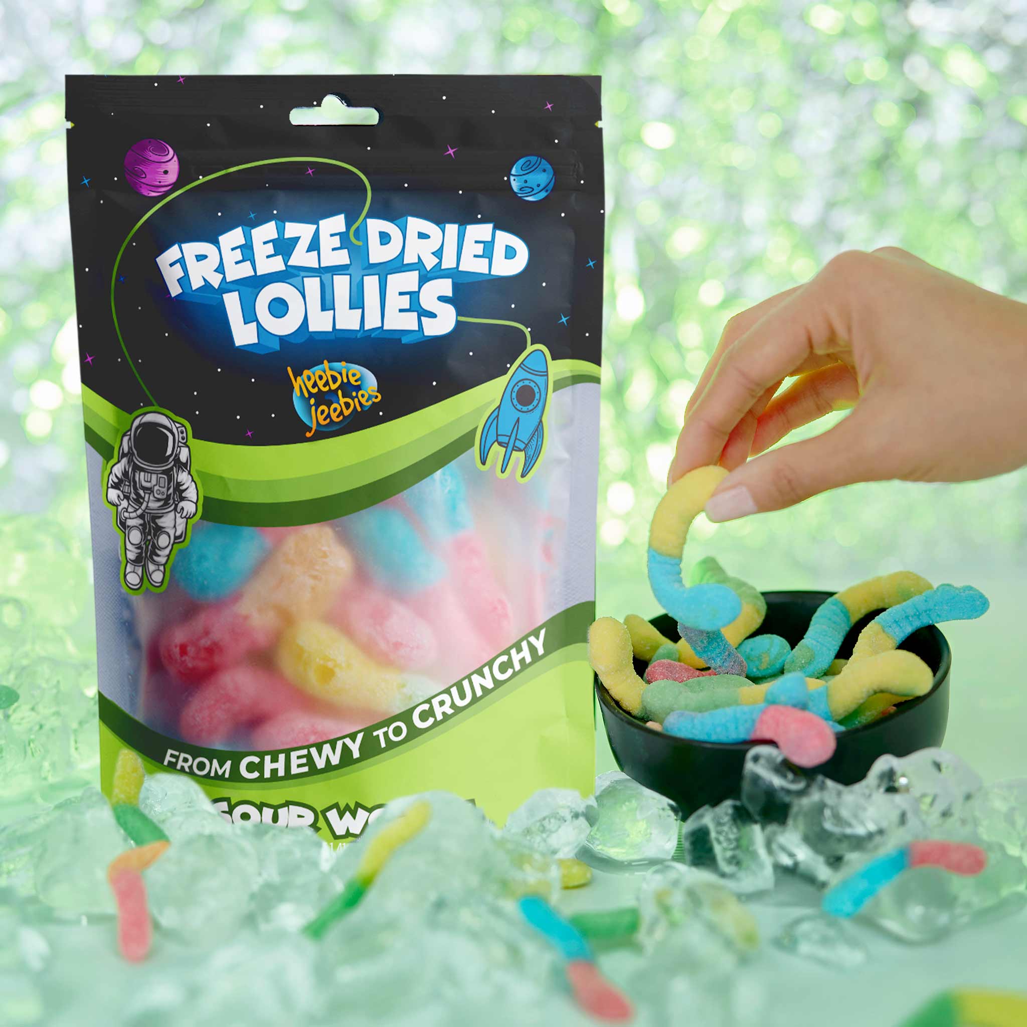 Heebie Jeebies Freeze Dried Lollies - Sour Worms