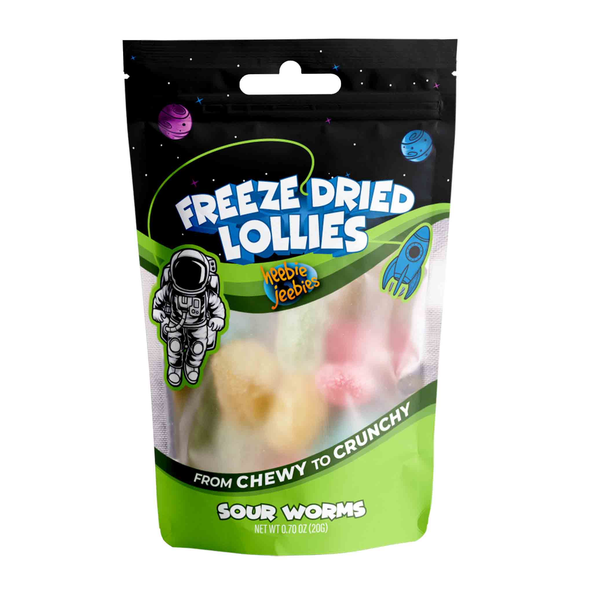 Heebie Jeebies Freeze Dried Lollies - Mini Sour Worms