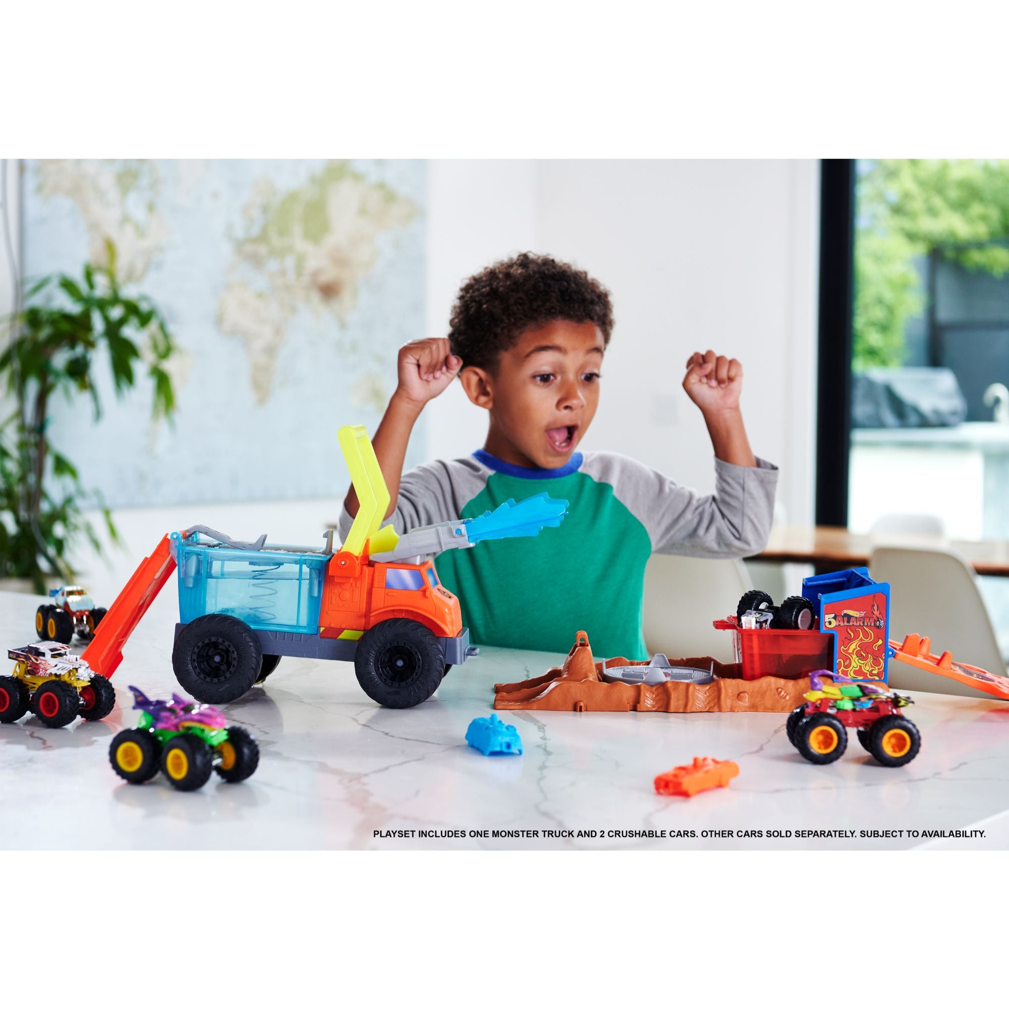 Hot Wheels Monster Truck 5 Alarm Color Shifter Water Blast Arena