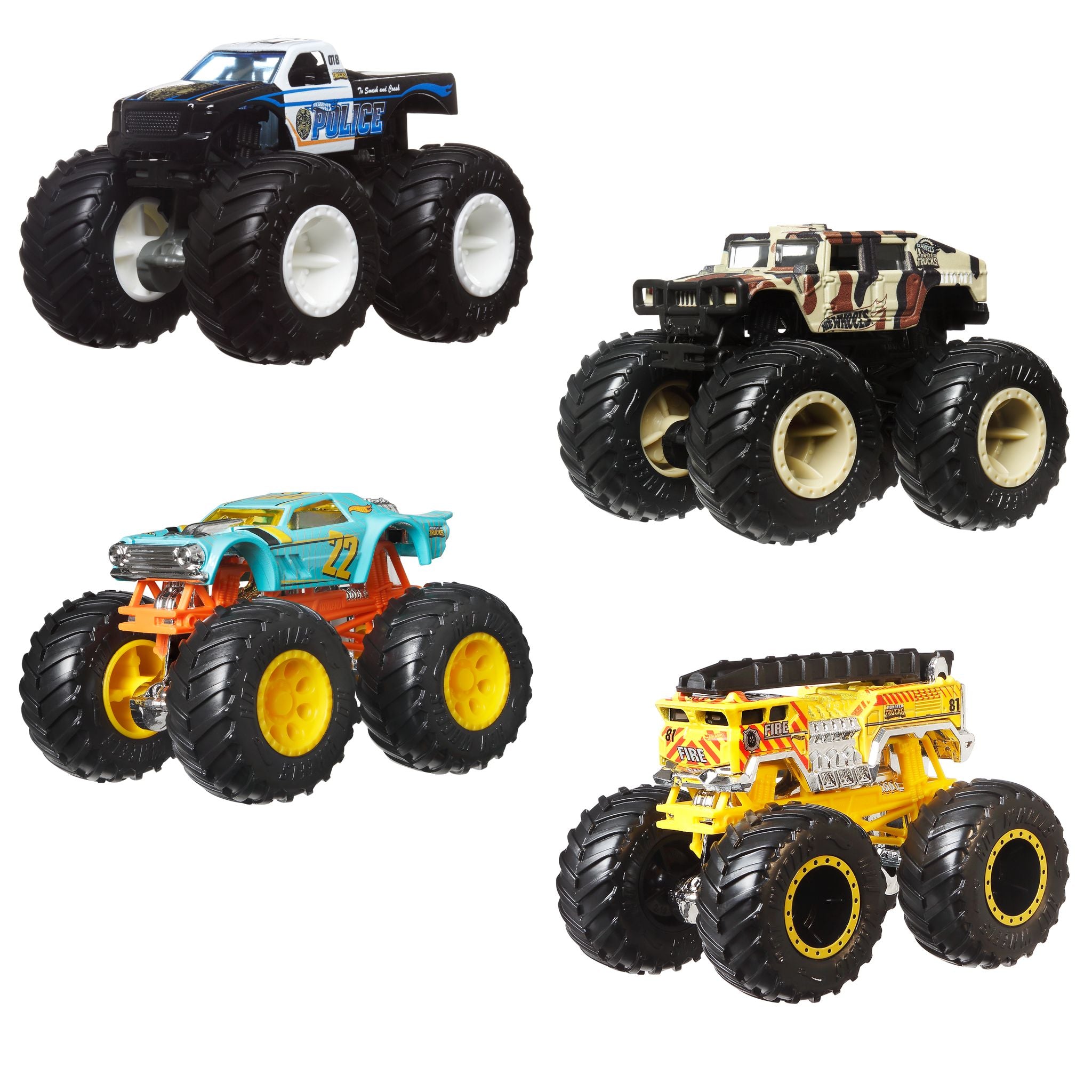 Hot Wheels Monster Trucks Alarm Squad 4 Pack – Toyworld Australia