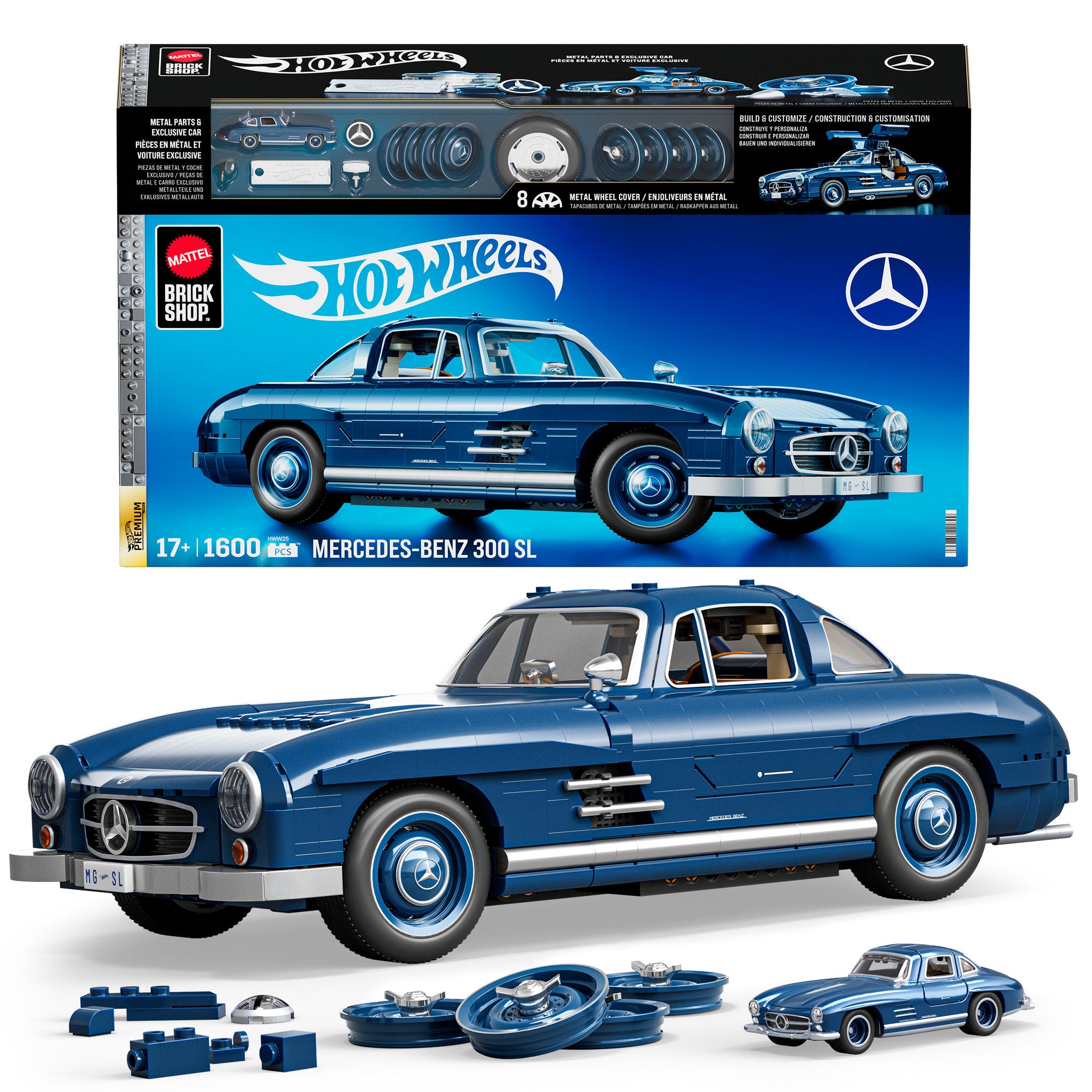 Mattel Brick Shop Hot Wheels Premium Mercedes-Benz 300 SL Building Set