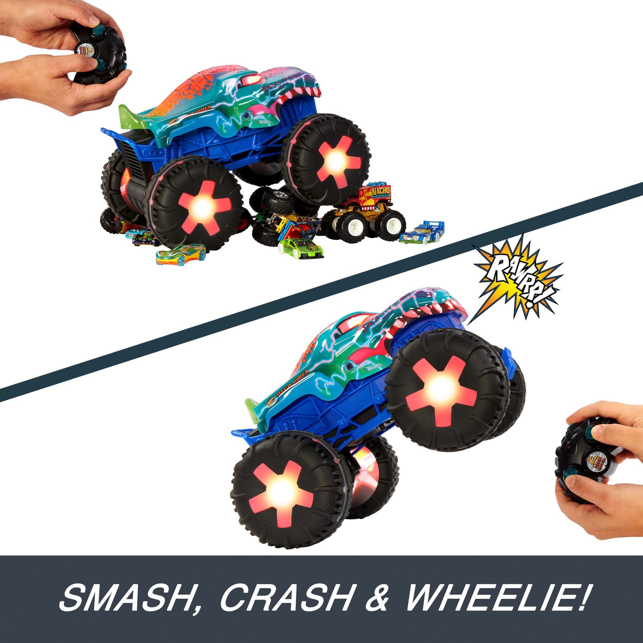 Hot Wheels Monster Trucks 1:15 Power Smashers RC Mega Wrex Alive Vehicle