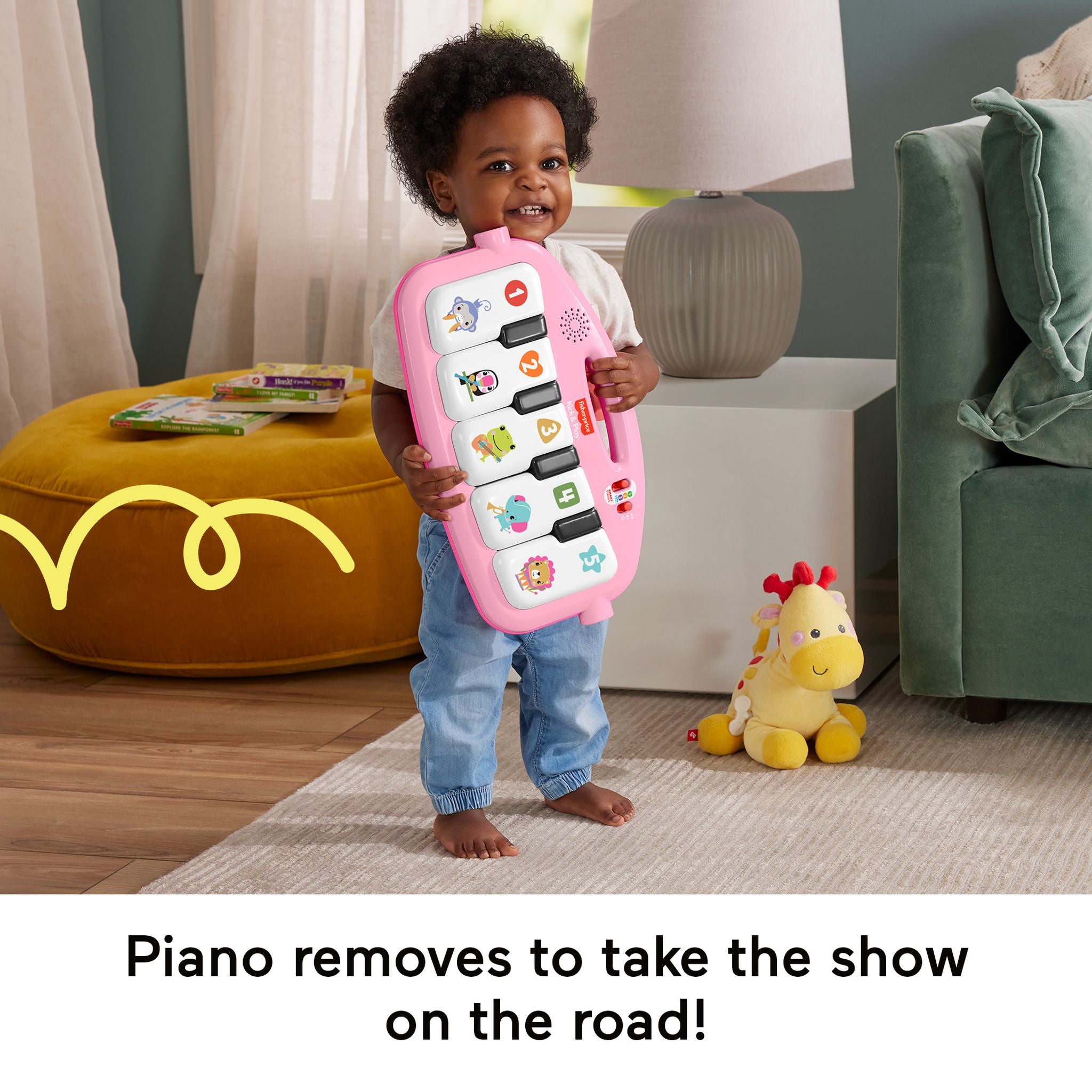 Fisher-Price Glow And Grow Kick & Play Piano Gym - Pink