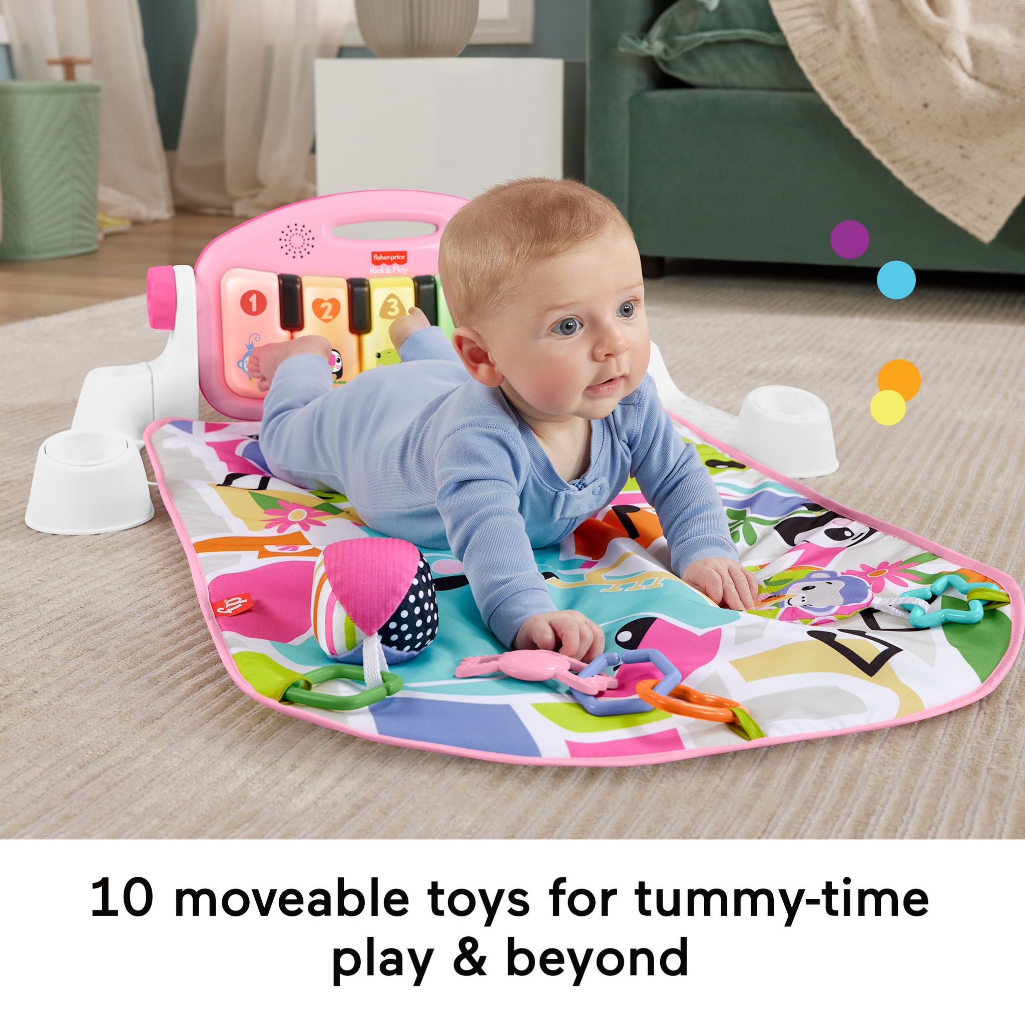 Fisher-Price Glow And Grow Kick & Play Piano Gym - Pink