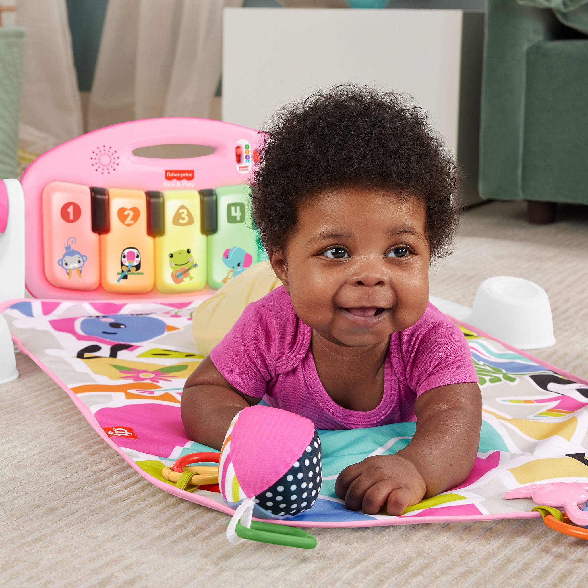 Fisher-Price Glow And Grow Kick & Play Piano Gym - Pink