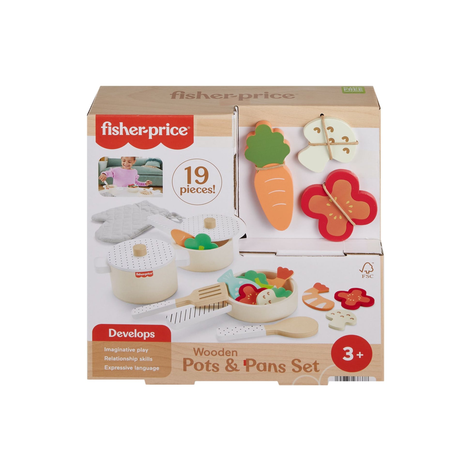 Fisher-Price Wood Pots & Pans Set - Toyworld Australia