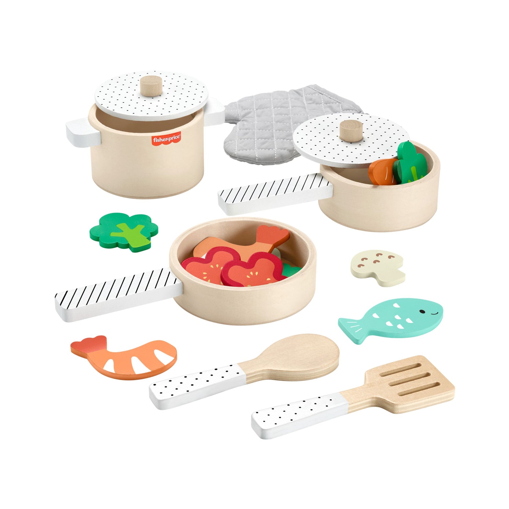 Fisher-Price Wood Pots & Pans Set - Toyworld Australia