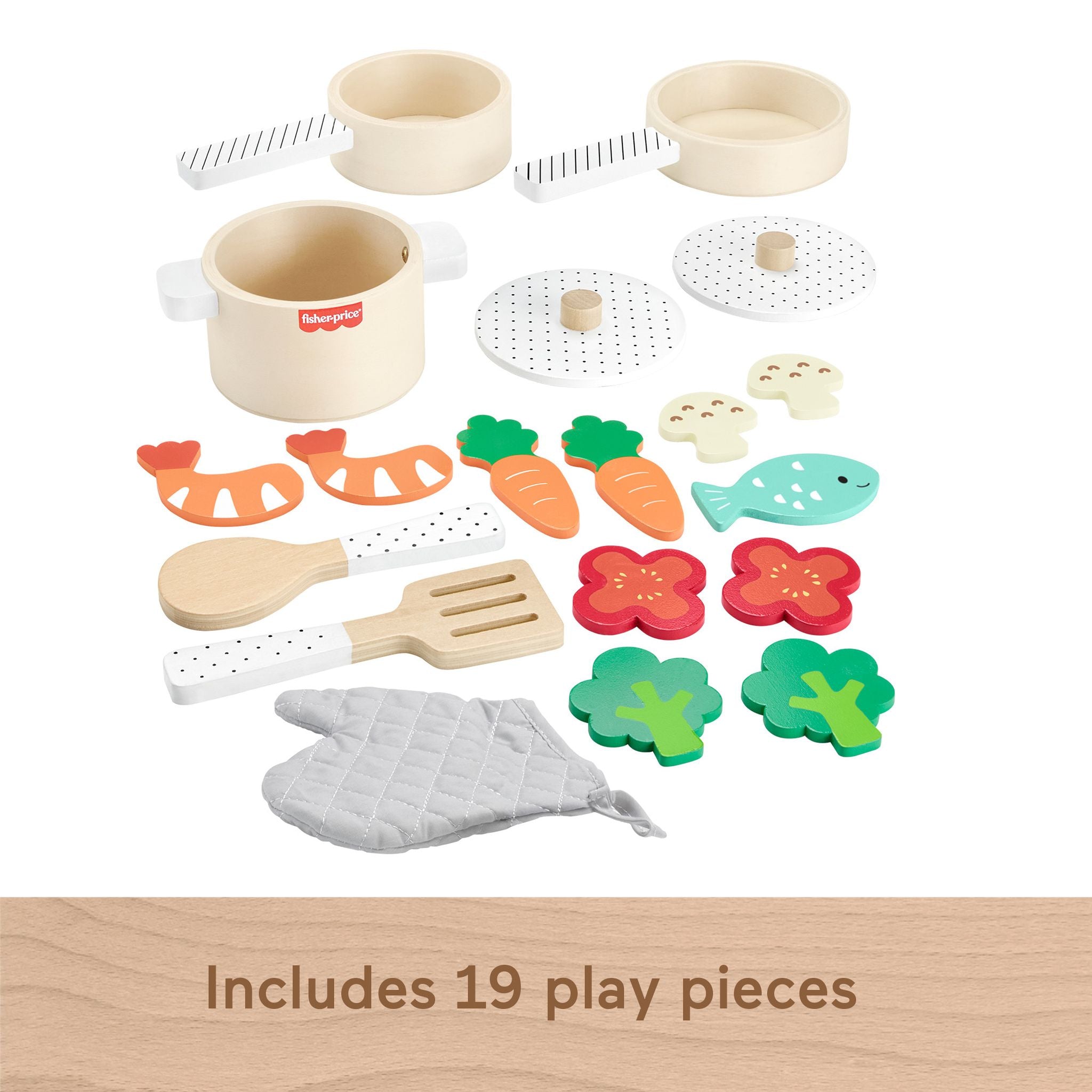 Fisher-Price Tiny Garden Wooden Caddy – 12-Piece Pretend Play Set With Tools & Plants For Kids 3+ Years