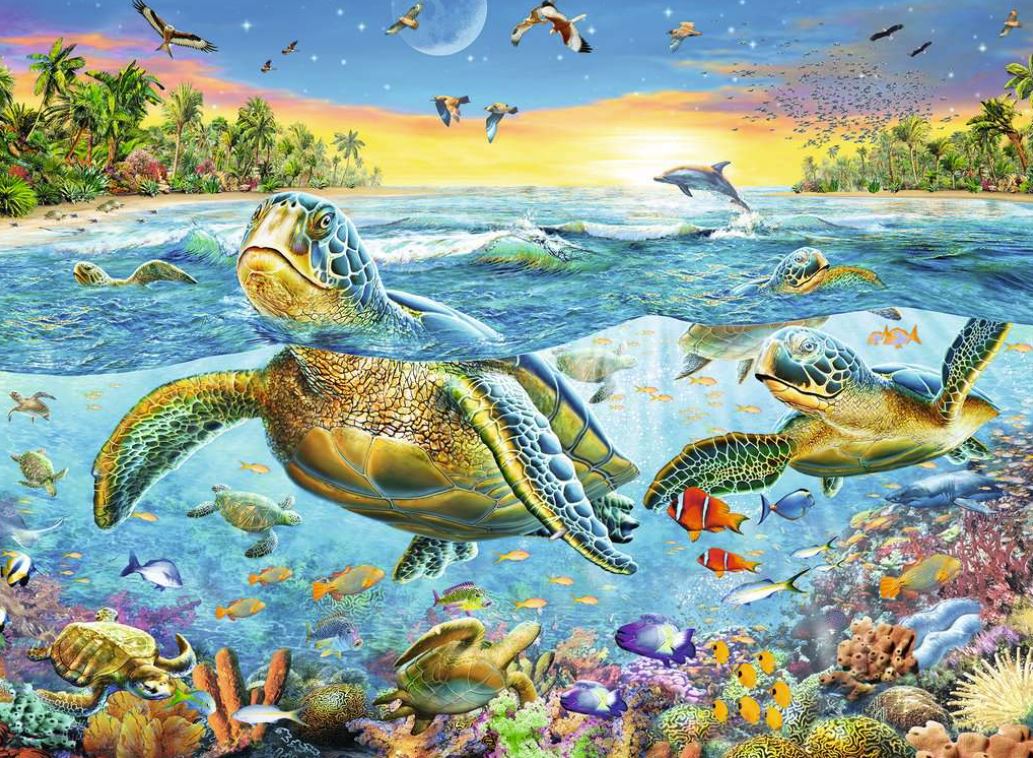 Ravensburger Swim With Sea Turtles 100 Piece - Toyworld Australia
