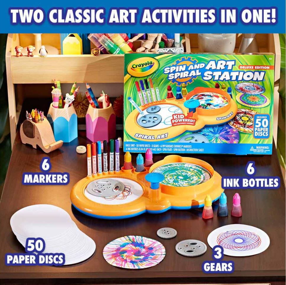 CRAYOLA SPIN & SPIRAL ART STATION DELUXE EDITION KIT Toyworld Australia