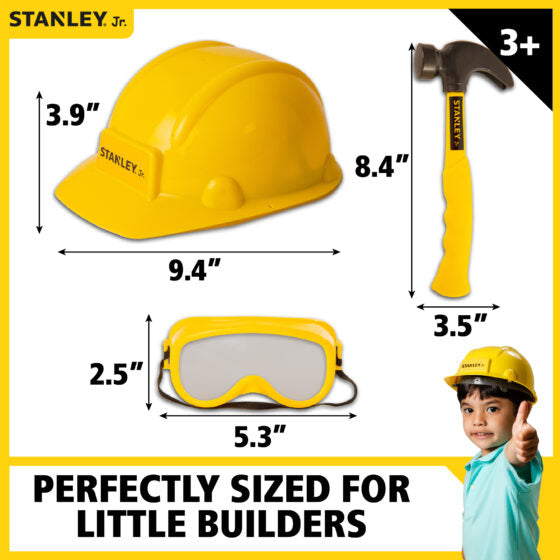 Stanley Jr. 3 Piece Tool Set Helmet, Safety Goggles & Hammer